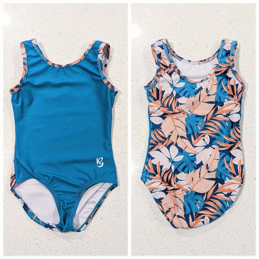 TROPICAL Kbee Gymnastics Dance Leotard CM Medium 7/8 HAWAIIAN Flipside FLIP Side